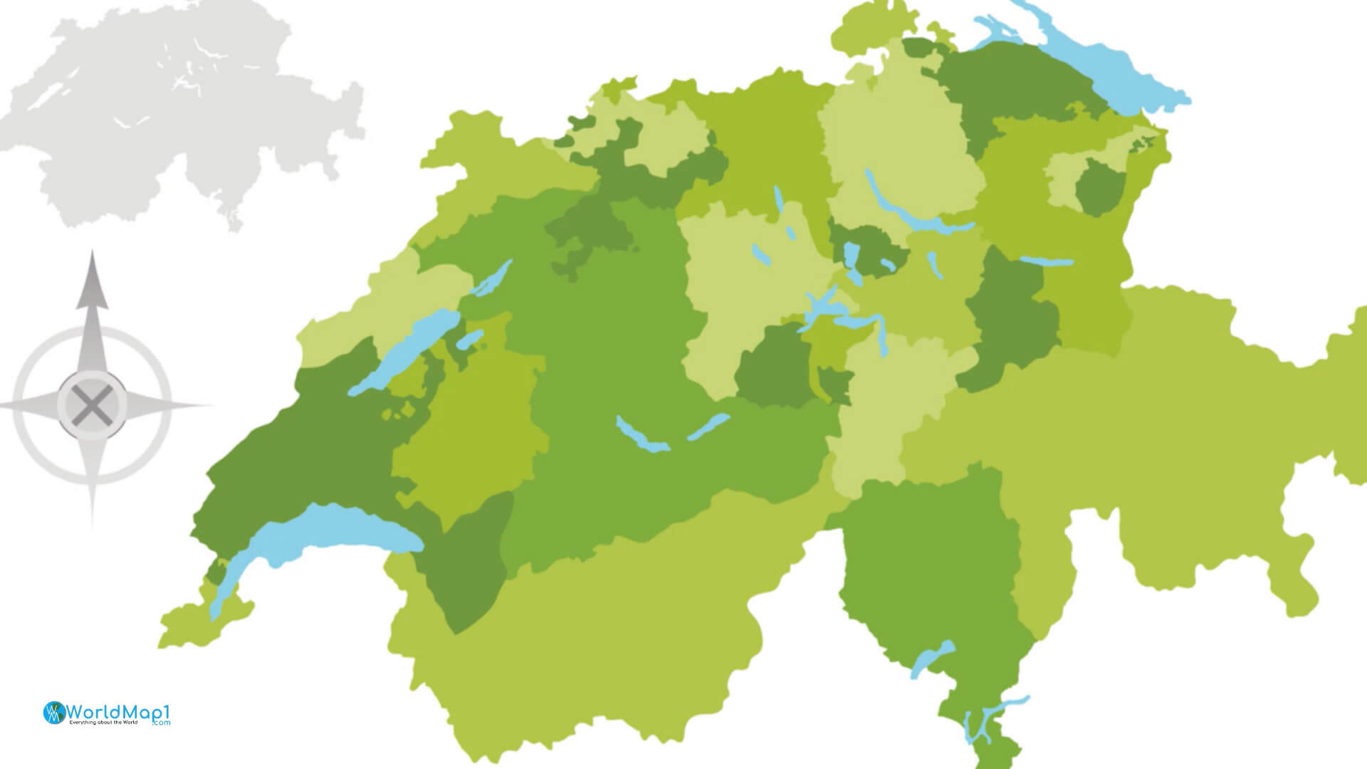 Switzerland Green Cantons Map